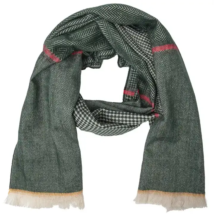 하이 퀄리티 새로운 디자인 남성 겨울 따뜻한 스카프 순수한 색상 기하학적 패턴 남성 스카프