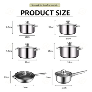 Billion Day Ensemble de batterie de cuisine 12 pièces en acier inoxydable 410, comprenant poêle antiadhésive rose, poêle de haute qualité et ensemble de casseroles <span class=keywords><strong>bordeaux</strong></span> - Product Image 3