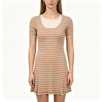 Robe pull slim en maille à rayures menthe mi-longue à manches courtes pour femme, qualité supérieure, personnalisable OEM & ODM, vente en gros - Harry Maxi