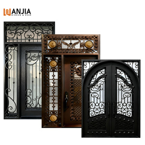 Puerta de Seguridad de Entrada Principal de Nuevo Diseño WANJIA, Puerta de Hierro Forjado de Alta Eficiencia Acústica para Villa o Apartamento - Product Image 1