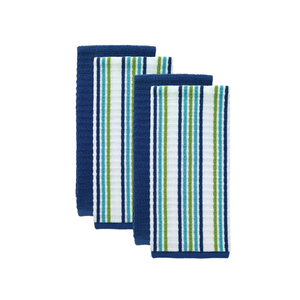 Biodégradable personnalisé 100% coton brodé rayé bleu torchons de cuisine lavable en machine recyclable idéal pour les cuisines occupées - Product Image 1