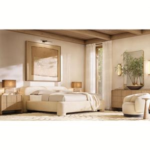 Muebles de Dormitorio Modernos, Cama King/Queen con Estructura de Madera y Panel de Tela - Product Image 2