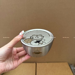 Ciotola Antiscottatura in Acciaio Inox 304 per <span class=keywords><strong>Casa</strong></span>, Ciotola Lucida in Metallo per Bambini con Coperchio per Zuppa e Frutta - Product Image 3