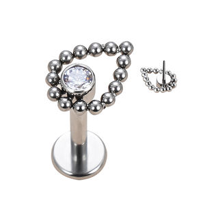 ASTM F136 titanio internamente roscado forma de lágrima bolas racimo con CZ bisel conjunto centavo tachuelas nariz oreja anillo cuerpo joyería - Product Image 6