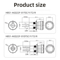 Bouton d'arrêt d'urgence 22 mm étanche IP67, un contact normal fermé, 12 V, interrupteurs à poussoir à verrouillage avec LED rouge pour ascenseur