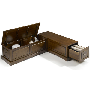 Ensemble de salle à manger en bois massif gain de place avec rangement, table et bancs 3 en 1, ensemble de <span class=keywords><strong>coin</strong></span> <span class=keywords><strong>petit</strong></span>-déjeuner élégant sans dossier pour la <span class=keywords><strong>cuisine</strong></span> et la salle à manger - Product Image 6