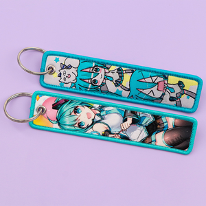 2 modèles <span class=keywords><strong>de</strong></span> porte-clés brodés double face avec <span class=keywords><strong>avatar</strong></span> virtuel mignon pour la décoration <span class=keywords><strong>de</strong></span> carte d'étudiant - Product Image 1