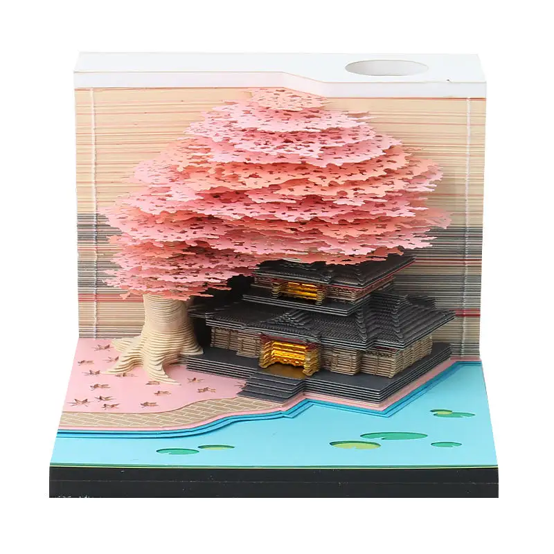 Yaratıcı kağıt zanaat hediye evlilik ağaç ev tatil hatıra 3D kağıt heykel sanat Memo Pad