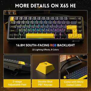 คีย์บอร์ดเกมมิ่งแบบมีสาย Attack Shark X65 HE 60%  แบบ Mechanical ใช้สวิตช์แม่เหล็ก Hall Effect 8kHz Hot Swap RGB usb-c  แบบตั้งโปรแกรมได้ - Product Image 5