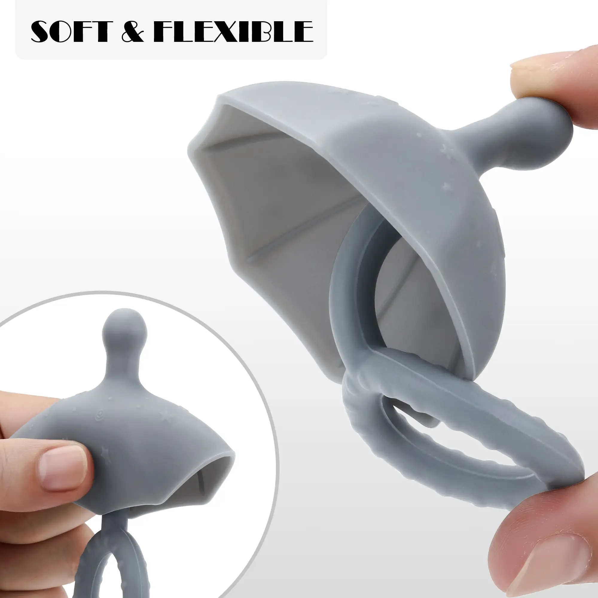Fabrika özelleştirilmiş silikon bebek diş kaşıyıcı çiğneme oyuncakları BPA ücretsiz şemsiye şekli silikon çocuklar duyusal diş çıkarma oyuncak