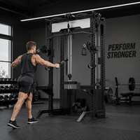 Rack de musculation compact robuste, capacité 1000 lb, cage à squats avec système de croisement de câbles doublement réglable pour salle de sport