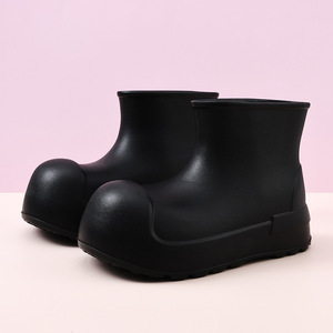 Women's Rain Boots Low-Cut Thick Sole Mid-Heel Waterproof <b>EVA</b> Beige All-Season Solid Color - Product Image 2