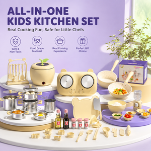 Juego de Cocina Realista para Niños, Estufa Eléctrica de Dos Quemadores, Utensilios de Grado Alimenticio, Juguete de Imitación de Chef - Product Image 1