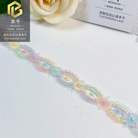 LEIXUSI 1,6 cm Dentelle Macaron Dégradée Soluble dans l'Eau, Bande de Dentelle Décorative Colorée pour Accessoires Vestimentaires, Vente en Gros