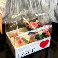 Boîte à gâteau carrée en PVC transparent jetable, écologique, étanche, avec poignée, pour fleurs, fruits, cadeaux, emballage alimentaire, qualité alimentaire, pour la fête des mères