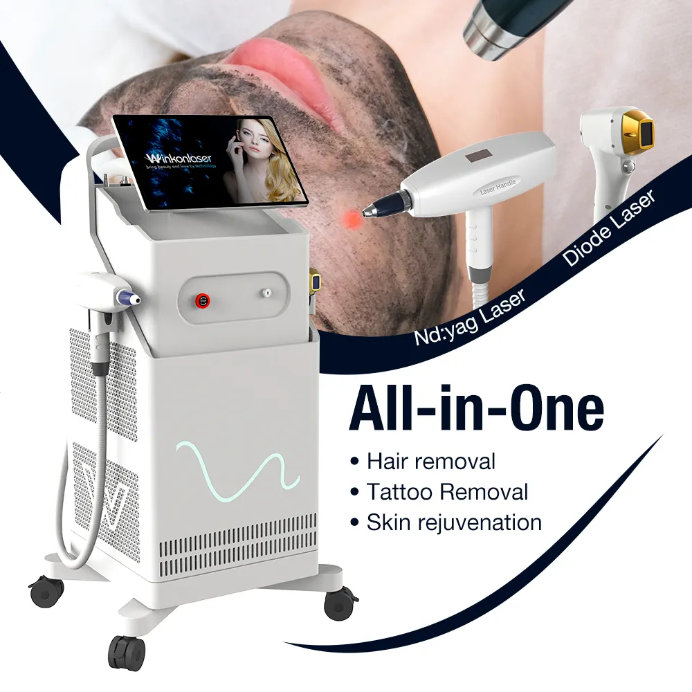 Multifunction 2 In 1 Nd Yag Laser And Diode Laser Tattoo Removal Machine