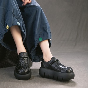 Zapatos retro cómodos tejidos a mano de nuevo estilo, de cuero genuino con interior y exterior de color, aptos para uso diario, versátiles para mujer. - Product Image 3