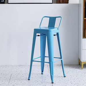 Stapelbare barkrukken met rugleuning, 65/75cm, industriële metalen design, geschikt voor eettafel - Product Image 3