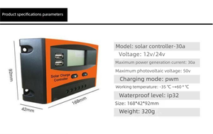 Trong Kho Nhà máy trực tiếp PWM năng lượng mặt trời điều khiển 12V 24V 20A/30A USB LCD hiển thị bảo vệ an toàn cho nhà PV LED hệ thống chiếu sáng - Product Image 5