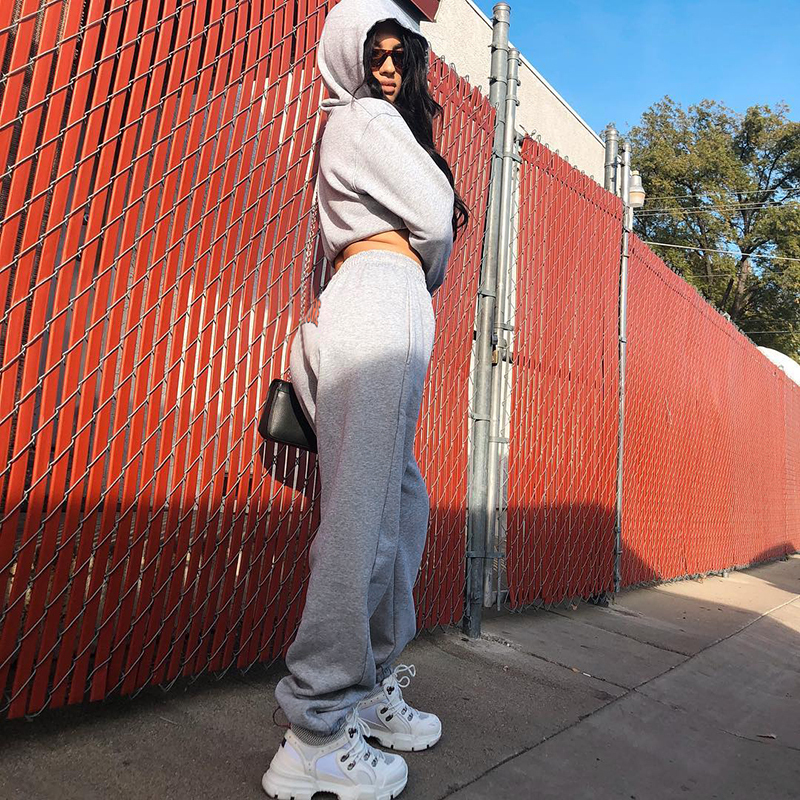 Pour les femmes Ensemble Deux Pièces Costume de Sport Jogging Hoodies Sweat Crop Top Pantalon Femmes Ensembles Assortis