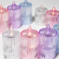 Lampes à thé LED en gros, design à rayures verticales, bougies pilier sans flamme, écologiques, à piles, bouton-poussoir, décoration intérieure