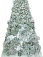 Tissu en dentelle brodée de sequins et de perles florales 3D, 100% polyester, sans élastique, élégant, luxueux, pour robes et vêtements