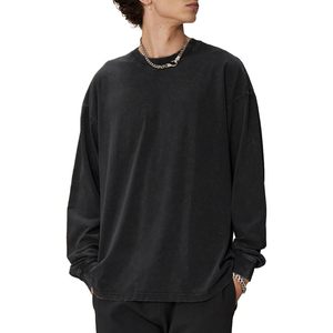 Sweat-shirt à col rond surdimensionné pour homme FOXA, 100% coton, respirant, tricoté, vintage, effet délavé, confortable - Product Image 1