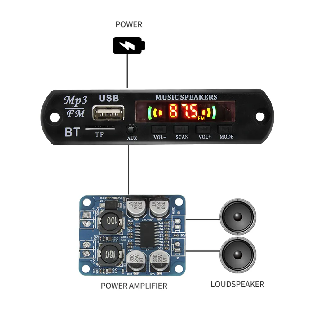 שדרוג Bluetooth Mp3 מפענח לוח מודול עם פלאש LED תצוגה