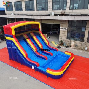 Toboggan gonflable commercial double piste en PVC de haute qualité <span class=keywords><strong>avec</strong></span> <span class=keywords><strong>piscine</strong></span> aquatique pour la <span class=keywords><strong>location</strong></span>, impression de logo, prix de gros Chine - Product Image 3