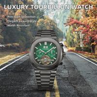 Montre mécanique automatique de luxe pour homme, bracelet en acier inoxydable, tourbillon, étanche 10 bars, design ajouré, haute qualité, style professionnel
