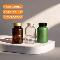 Flacon pharmaceutique rond en verre de 60 ml, 100 ml, 120 ml pour pilules, capsules, comprimés, vitamines et compléments alimentaires