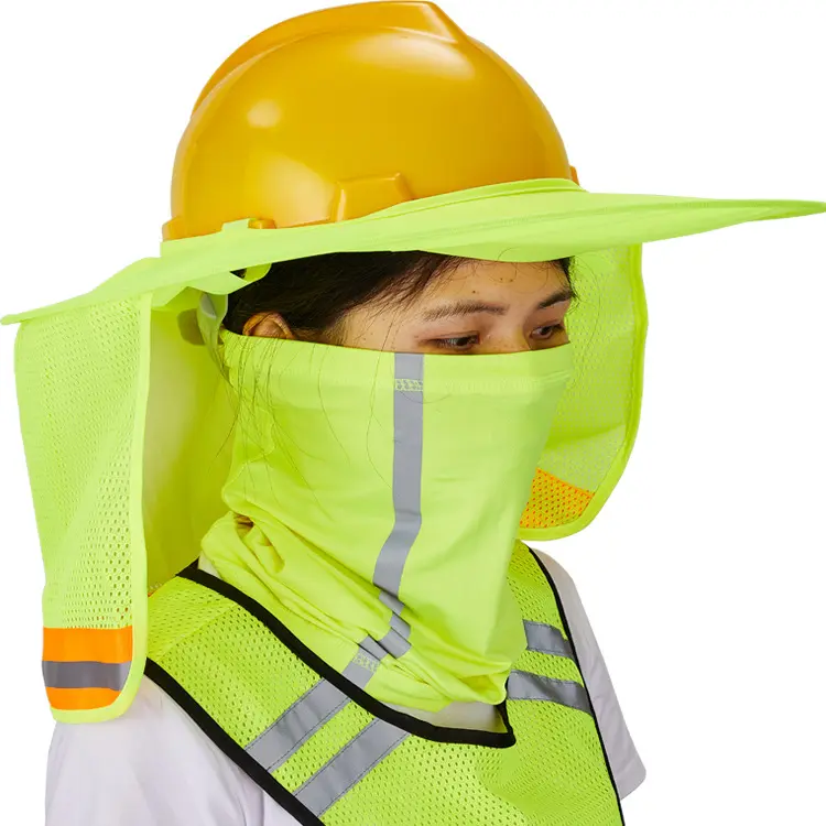 Construction creuser l'exploitation minière utiliser haute visibilité cou réfléchissant pare-soleil Protection maille bouclier plein bord sécurité Helmtes couverture