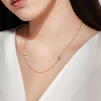 Livraison directe bijoux fins, offre spéciale, collier pendentif œil de diable bleu turc, collier de croix en diamant pavé pour filles et femmes