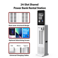 Station de location de batteries externes portables ultra-minces 24 emplacements 5000 mAh 300 W - Kiosque de partage de chargeurs de téléphones portables avec écran LED