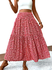 Jupe longue plissée fluide taille haute élastique à imprimé floral vintage style bohème pour <span class=keywords><strong>femme</strong></span> – Collection Automne 2026 - Product Image 4