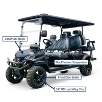 Voiturette de golf électrique tout-terrain Tarion personnalisable 6 places avec batterie au lithium, pneus tout-terrain, caddie arrière, vitesse 35 km/h, autonomie 90 km, en acier