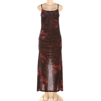 Robe d'été 2023 à imprimé pour femmes, robe dos nu, robe moulante fendue, robe sans manches vintage
