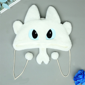 Chapeaux Dinosar en peluche noire Chapeaux de chat mignons chauds d'hiver avec <span class=keywords><strong>pompon</strong></span> - Product Image 3