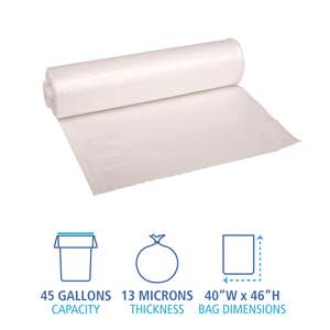 Sacs poubelle transparents haute densité 40x46 45-Gal 12 microns (10 rouleaux de 25) - Product Image 5