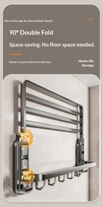 Portasciugamani pieghevole da parete, pratico portaoggetti per il <span class=keywords><strong>bagno</strong></span>, organizer <span class=keywords><strong>salvaspazio</strong></span> per uso domestico e alberghiero - Product Image 6