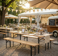 Ensemble table et banc pliants en bois de sapin de qualité commerciale pour restaurant, gain de place, pour terrasse extérieure, jardin, cour arrière, salle à manger