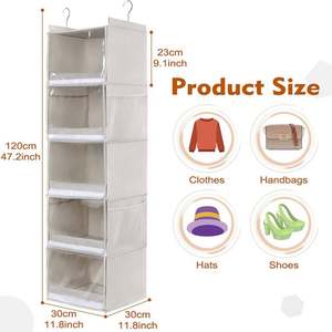 Offre Spéciale pliable suspendu placard organisateur tissu PVC maille anti-poussière étagères pour chambre ou porte-vêtements en acier inoxydable brillant - Product Image 4