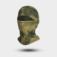 Masque facial en polaire à capuche camouflage vert pour l'hiver, masque tactique complet pour l'extérieur