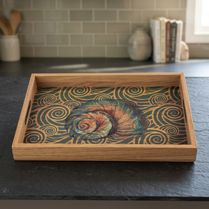 Handmade <b>Extra</b> <b>Large</b> Wooden Rectangular Tray Elegant Floral Animal <b>Print</b> 100% Eco-Friendly Durable Dishwasher Powder Coated - Product Image 1