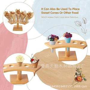 Plateau à glaces en bois simple en forme de cône pour usage domestique, présentoir pour restaurant de sushis, support de rangement pour rouleaux de sushis en bois massif - Product Image 2