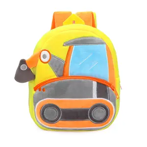 Plush Backpack Children's Bags Shoulder Schoolbag Manufacturers Cute Construction Truck Excavator Dump Truck Cartoon Opp Bag