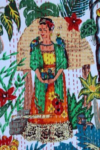 <b>Handmade</b> Printed Cotton Kantha <b>Quilt</b> Bohemian Style Home Decor All-Season Use - Product Image 4
