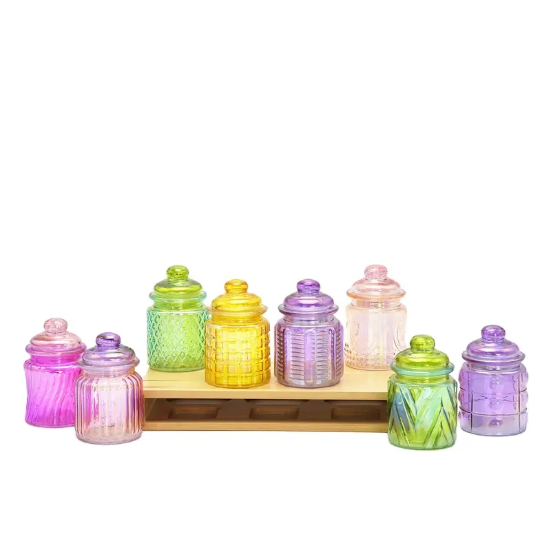 Customized Vintage Colored Hermetic Glass Herb Spice Jars with Sealed Decorative Ceramic Lid Glass Spice Jars for Christmas