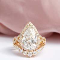 Bague de fiançailles en or 14K 18K avec halo de diamants de laboratoire taille poire certifiés IGI 2CT 3CT 4CT, bijoux fins personnalisés en gros