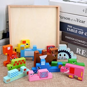 Wholesale Portable 3D Animal Building Blocks Bear/dinosaur Kids Toys High Quality DIY Geometry Educational Toys - Product Image 2